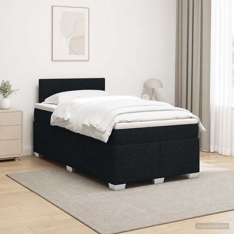 vidaXL Cama box spring con colchón Negro 120 x 200 cm Tela (1/5)