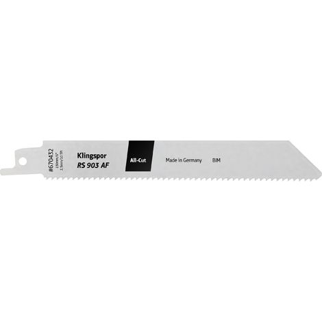 Säbelsägeblatt de, Klingspor RS 903 AF, Schneiden of von Holz mit Nägeln, Aluminium- und Metallprofilen, Bimetall, 10 TPI, präzise und dauerhafte Schnitte, 150x19x0,9 mm (1/2)
