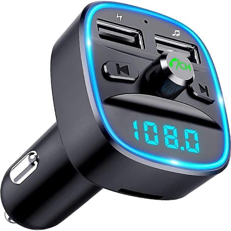 Émetteur FM Bluetooth pour voiture, adaptateur Bluetooth pour voiture, lecteur MP3, émetteur FM, appels mains libres, deux ports USB (5 V/2,4 A et 1 A), compatible USB (1/5)