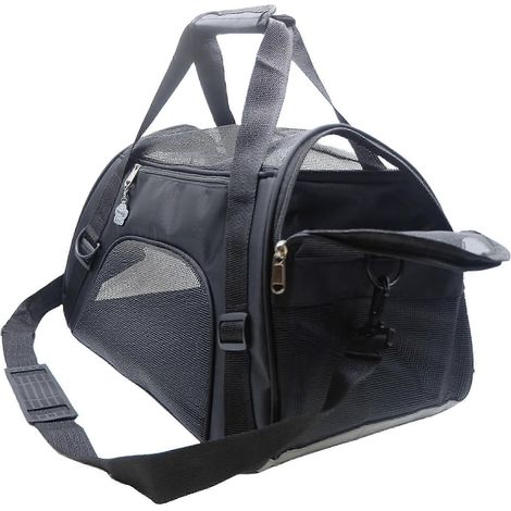 Sac de transport souple pour chats et chiots, pliable et confortable, homologué pour le transport aérien (noir moyen) 2025 (1/4)