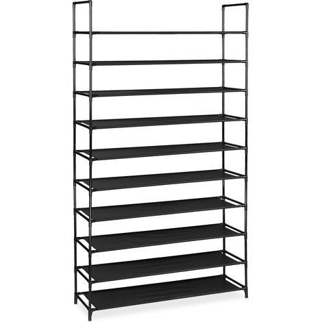 Zapatero extensible abierto para pasillo o recibidor 176,5 x 99 x 29,5 cm diseño minimalista en metal negro 130010290 (1/5)
