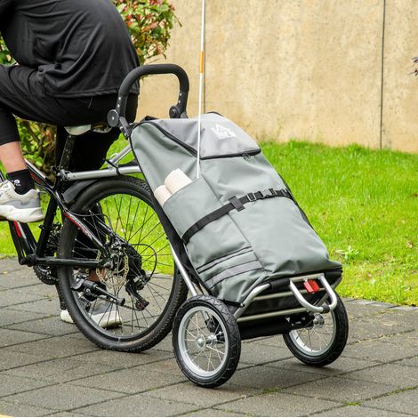 Remolque de bicicleta 2 en 1 plegable 53 x 43 x 110 cm, aluminio, gris OKMYHOME (1/5)
