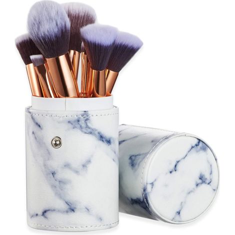 Ensemble de pinceaux de maquillage effet marbre avec pot de rangement  Pinceaux synthétiques de qualité supérieure pour fond de teint, poudre, correcteurs, fards à paupières et maquillage du visage (1 (1/5)