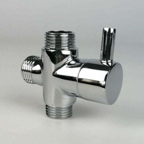 Vanne de dérivation, mâle G1/2 Robinet en laiton T adaptateur Chrome salle de bain douche robinet accessoires inverseur d'eau 3 voies vanne de remplissage mâle (1/4)