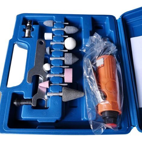 Set aus 16 pneumatischen Hochgeschwindigkeits-Aluminiumschleifmaschinen mit hoher Leistung zum Schleifen, Polieren und Entgraten. (1/5)