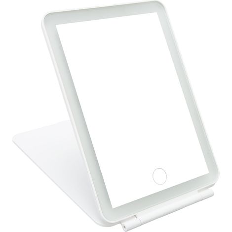 Miroir de maquillage LED rechargeable, pliable et portable avec écran tactile dimmable, miroir de voyage de beauté rétroéclairé (1/5)