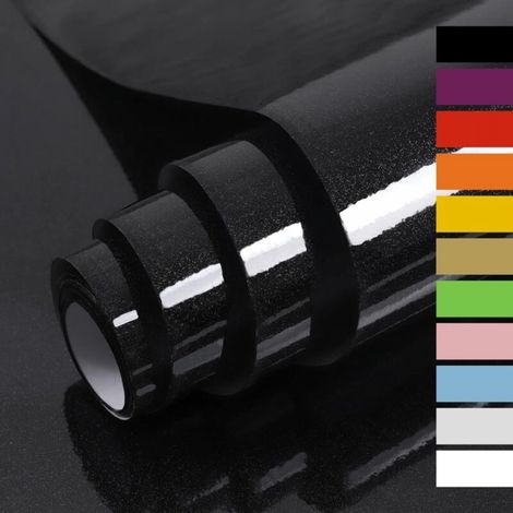 Papier peint noir, 1 mètre 60 cm, nacré, convient pour les armoires, les penderies, couleur unie, imperméable, auto-adhésif. (1/5)