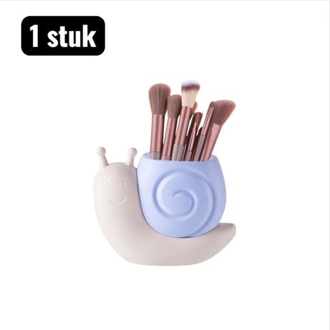 Porte stylos en forme d'escargot avec rangement pour pinceaux de maquillage et petits objets organisateur de bureau et de chambre d'enfant couleur violette (1/5)