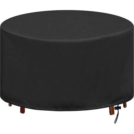 Couverture Bâche de Protection de Table, Housse de Protection pour Table Ronde Imperméable au Vent Housse Mobilier 420D Oxford Tissu Housse Salon de Jardin (Ø128x71cm)