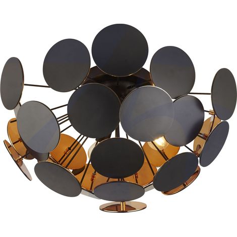 Searchlight DISCUS - Semi-plafonnier à 3 ampoules, noir, or (1/5)