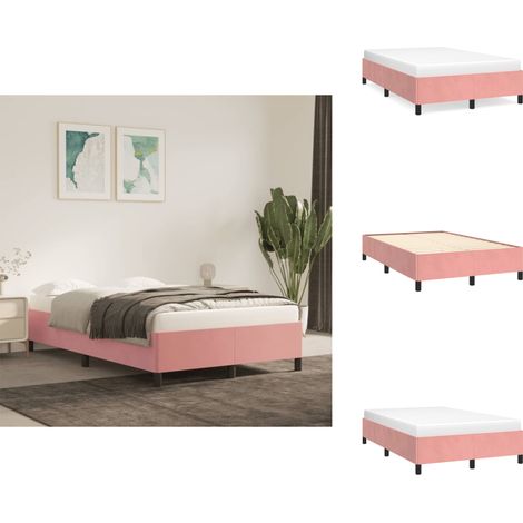 Bettgestell ohne Matratze Rosa 120x190 cm Samt - Samtsofa - Rosa Bettgestell - Doppelbett - Boxspringbetten - Schlafzimmer Dekoration (1/5)