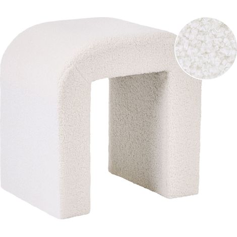 Pouf ESTES Bouclé Cremeweiß
