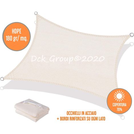 Vela OMBREGGIANTE QUADRATA - Bianca 3,6x3,6mt - giardino telo copertura tenda