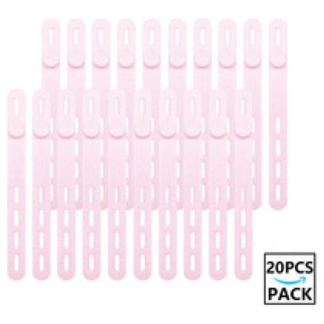 Pair Lot de 20 serre-câbles en silicone réutilisables et lavables avec boucle de verrouillage, sangles de fixation réglables, organiseur de câbles multi-usages à haute élasticité (rose) (1/5)