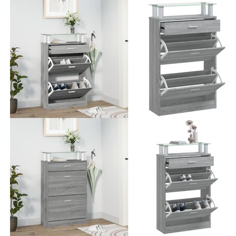 Armoire à chaussures Sonoma gris 63x24x104 cm Bois d'ingénierie - Meuble Range Chaussure - Armoire Chaussure - Rangement Chaussure - Commode Chaussure - Placard Chaussure - Home & Living (1/5)