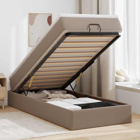 Ottoman-Bett mit Matratze Cappuccino-Braun 90x190 cm Kunstleder