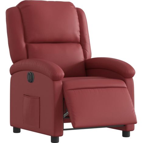 vidaXL Poltrona Reclinabile Elettrica Rosso Vino in Similpelle (1/5)
