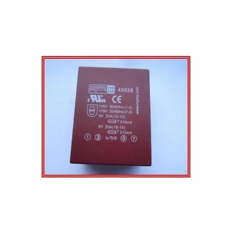 Myrra 45026 Trasformatore per circuito stampato Myrra, 9V a.c., 230V a.c., 6VA, 2 uscite