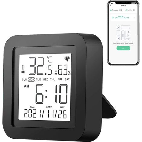 Télécommande IR WiFi Intelligente avec Capteur de Température et d'Humidité,Contrôleur Universel Tuya,Thermostat Hygromètre d'Intérieur,Application et Compatible Alexa Echo pour TV et Climatiseur (1/5)