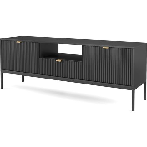 Meuble TV : Noir, pieds or, 168 × 57 × 39 cm (1/5)