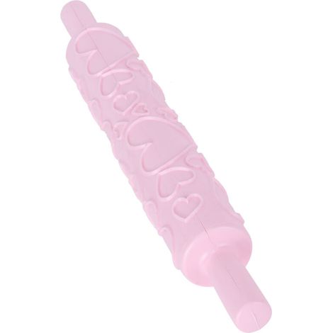 Rouleau à pâtisserie en plastique gaufré pour fondant, idéal pour décorer biscuits, gâteaux et pâtisseries (forme de cœur). (1/5)