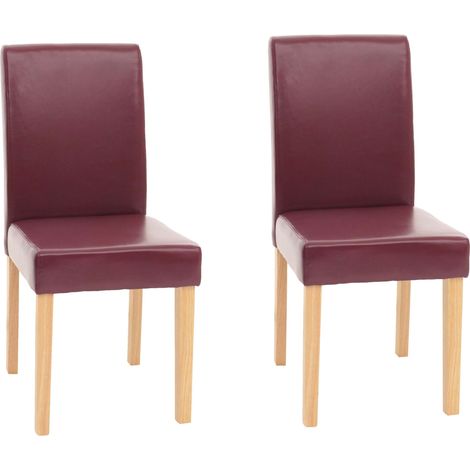 [NEUWERTIG] 2er-Set Esszimmerstuhl Stuhl Küchenstuhl Littau Kunstleder, rot, helle Beine