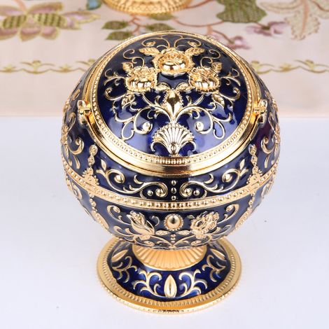 Cendrier créatif multifonctionnel avec couvercle (Rose bleu saphir), style européen, pour salon