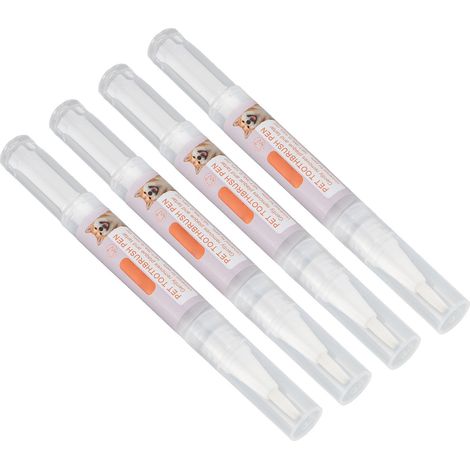 Stylo brosse à dents pour animaux de compagnie (3 ml, lot de 4), nettoyant pour les dents des chiens et chats, élimine le tartre et la mauvaise haleine, combat la plaque dentaire et les odeurs. (1/5)