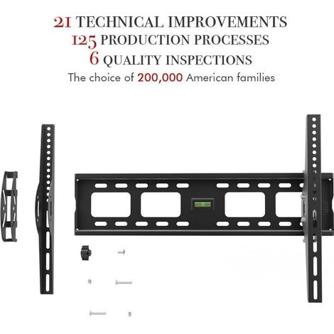 Soporte de pared plano inclinable TMW600 para televisores de 32 a 70 pulgadas con nivel de burbuja. (1/5)