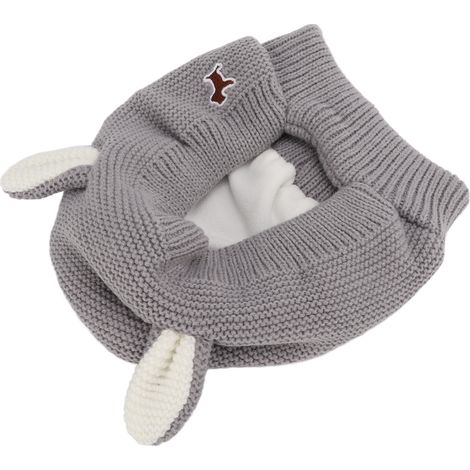 Bonnet pour chien à oreilles de lapin tricotées, protection antibruit, chaud, cache-oreilles pour le toilettage, pour grands chiens, gris (1/5)