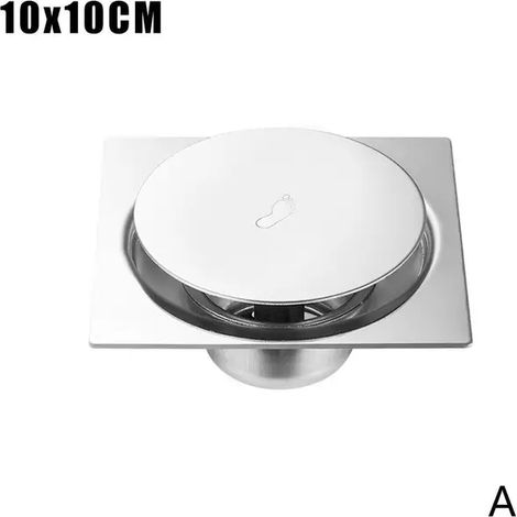 Douche Acier Hôtel Salle De Bains Rebondissant Couverture De Déchets Durable Siphon De Sol Déodorant Argent Pédale Type Carré Facile À Nettoyer: 10x10CM (1/2)