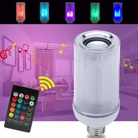 Ampoule LED RGB Bluetooth Avec Télécommande Ampoule Intelligente E27 Dimmable Applique Coloré Changement De Couleur Lumière D'ambiance Avec Haut-Parleur Pour Salon Chambre IP65 [Classe (1/4)