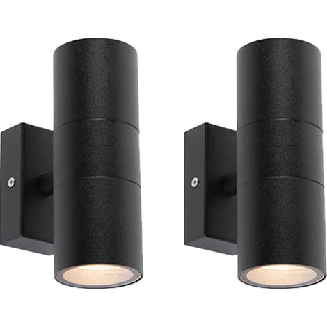 QAZQA Appliques duo - Moderno - Acciaio inossidabile - Nero - Cilindro Max. 2 x Watt (1/4)