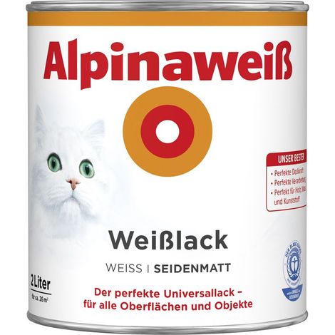 Alpinaweiß Weißlack 2 l alpinaweiß seidenmatt Lack Universallack Innen Außen