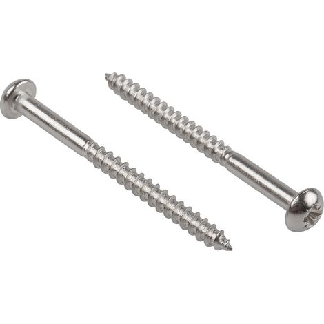 Vis à bois, 4mm, tête Ronde 50mm, en Acier Inoxydable A2 304 ( Prix pour Sachet de 100 )