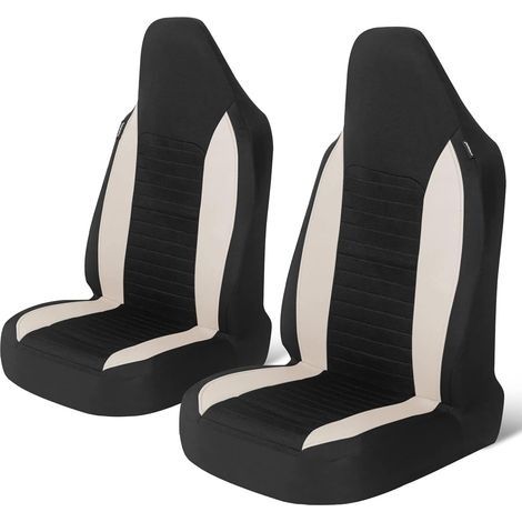 Housses de siège avant de voiture, 2 pièces, protections de siège de voiture universelles pour voitures, camions, SUV,Beige (1/5)