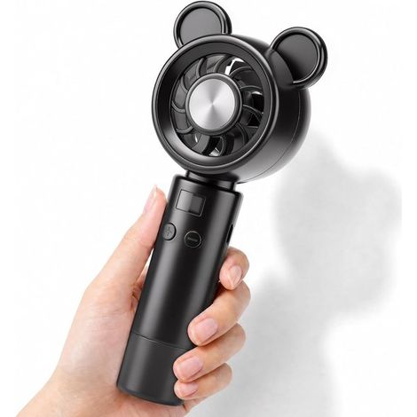 Tragbarer Handventilator,wiederaufladbar ohne Sprühnebel,persönlicher trockener Luftstrom mit LED-Anzeige,USB-aufladbar,Sommer (schwarz) (1/2)