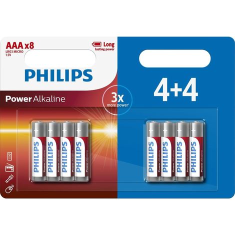 Pila alcalina ricaricabile Philips trasparente AAA 8 batterie