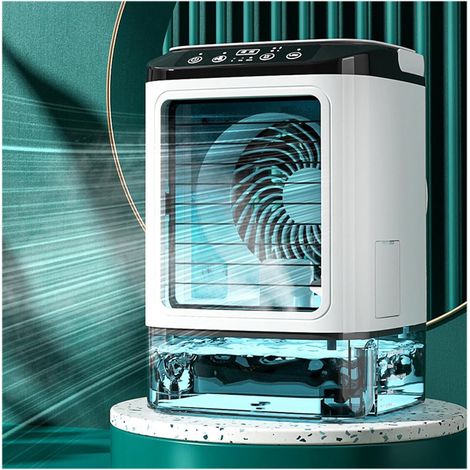 JSSEVN - Mini-Klimaanlage, 900-ml-Wassertank, mit Kühlfunktion, leise, tragbare Mini-Klimaanlage, 3 Windgeschwindigkeiten und 7 LED-Leuchten (1/5)