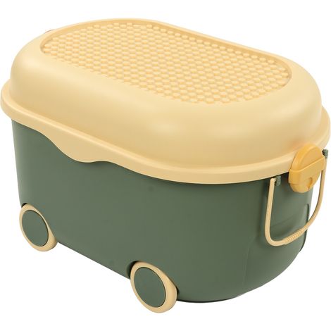 Grande boîte de rangement pour jouets enfants, vert intelligent canard, plastique grande capacité, coffre de stockage pour vêtements bébé, boîte de tri maison (1/5)