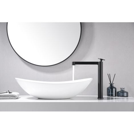 Imex -  Grifo Monomando Lavabo Caño Alto Negro Serie  Olimpo