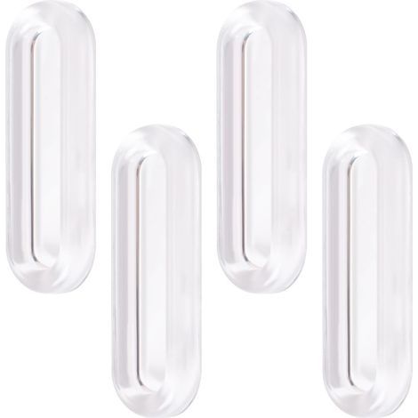 4 Pack Self Adhesive Clear PU Sliding Door Handles Oval Sliding Door Handles for Glass Doors, Windows, Drawers, Cabinets (1/5)