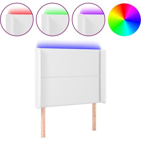 Tête de lit,Panneau décoratif à LED Blanc 103x16x118/128 cm Similicuir CFW9772209 (1/5)