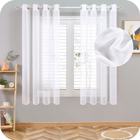 1 Pièce Translucide Tulle Rideaux Voilages Vertical Poche de Tige pour Chambre Cuisine Salon, Rubans Blanc, Largeur 140cm x Hauteur 180cm (1/5)