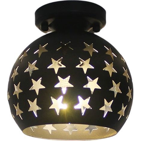 Plafonnier - plafonnier noir à motif d'étoiles - sans ampoule (1/5)