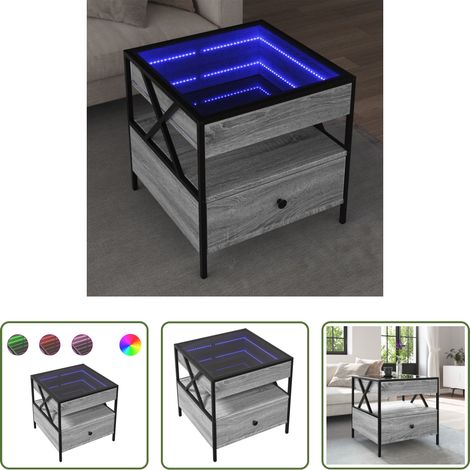 LED Beleuchtung - Couchtisch mit Infinity-LED Grau Sonoma 50x50x51 cm (1/5)