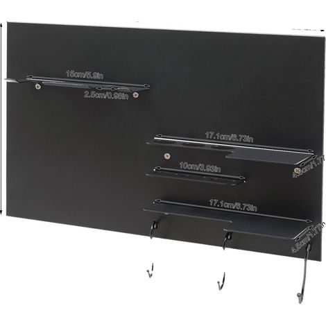 Organizador de utensilios de café para montaje en pared, 4 niveles con ganchos, negro. (1/2)