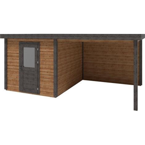 Abri de jardin en bois Rava 5.56x3.09m - 17.18m2 - Ep. 28mm - Traité (1/3)
