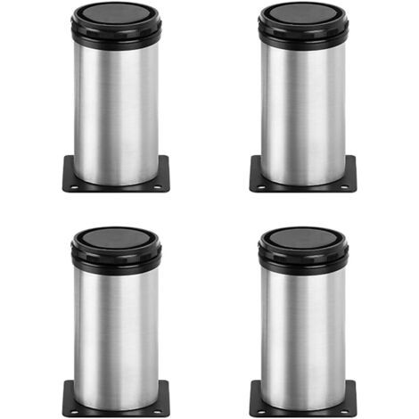 QORVA-Pieds de meubles réglables en acier inoxydable, pieds de table en métal pour meubles TV, bancs, tables à manger, bureaux, canapés, lot de 4 (10 cm) (1/5)