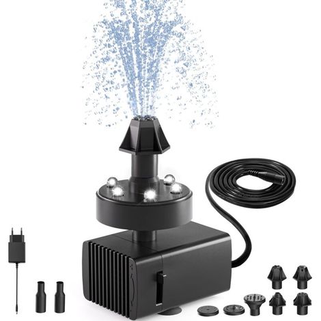 Fonctionne Fontaine de Jardin avec Lumières LED Fontaine de Jardin 7 Buses, avec câble d'alimentation de 16.4Ft pour, pour Bain d'oiseaux Aquarium